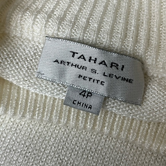 Tahari ASL beige Knit Sweater Blouse Normcore Womens Preppy Modest Mature 4P - Picture 9 of 10